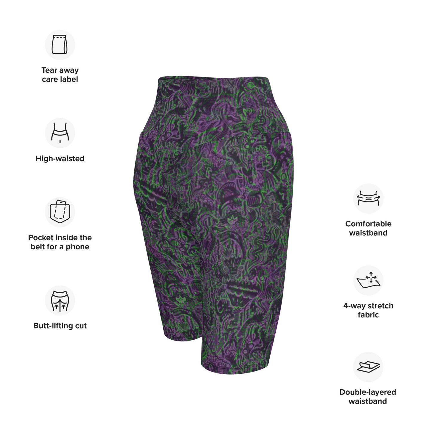 Dinosaur Statement Shorts Purple & Green