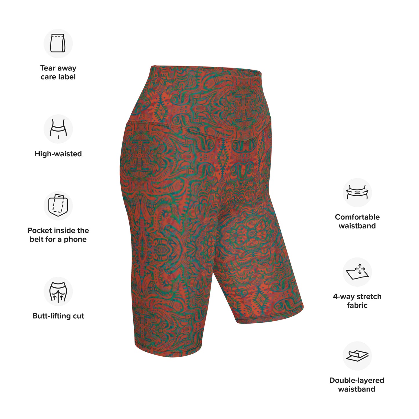 Psychedelic Kaleidoscope Shorts Rainbow Orange