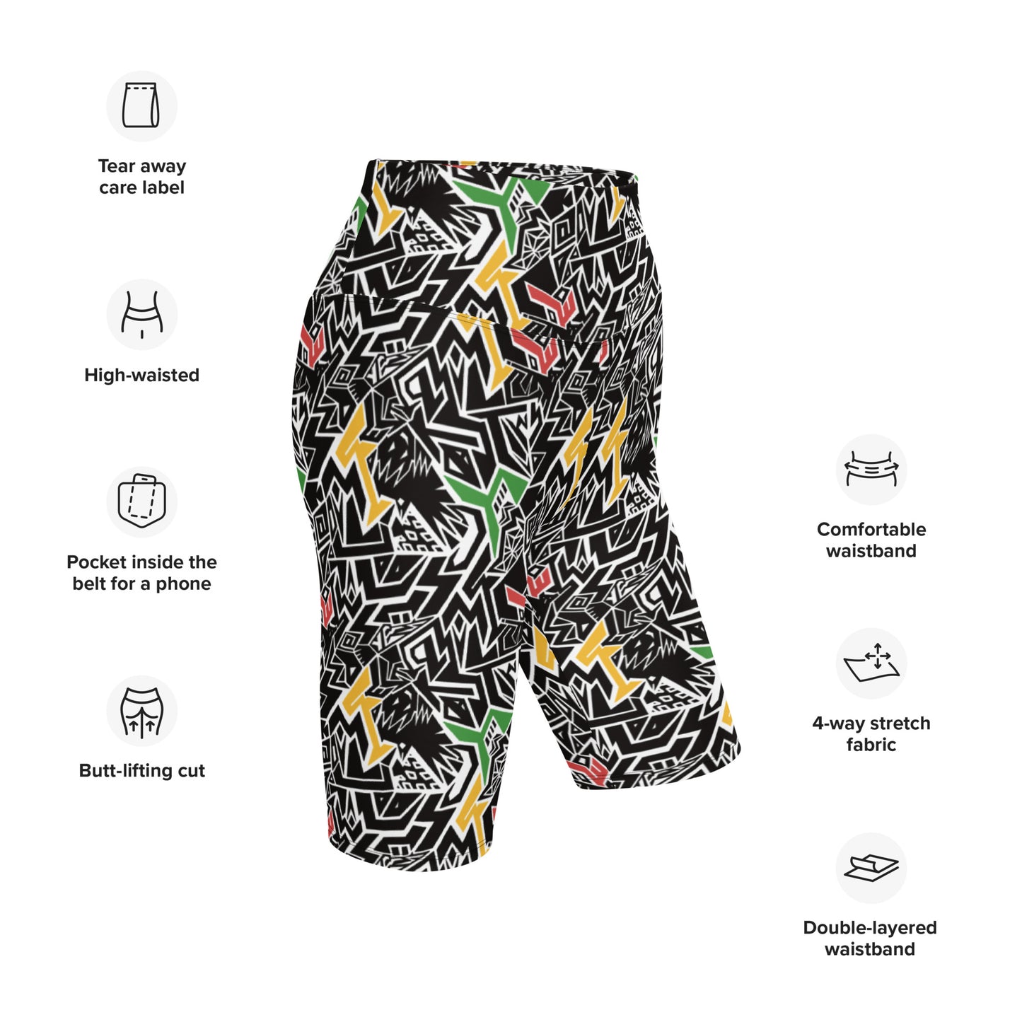 Smile At Life Bold Patterned Shorts Red Gold Green