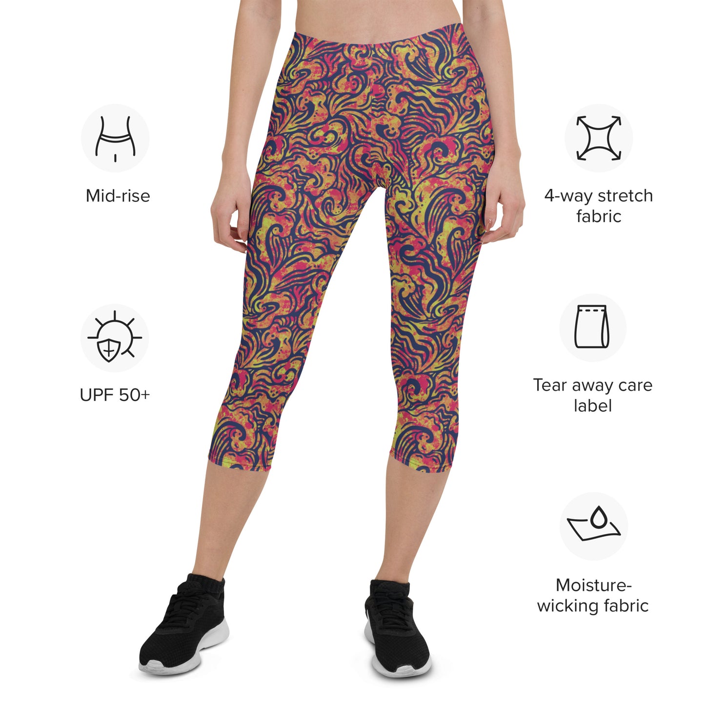 Orange Waves Statement Leggings