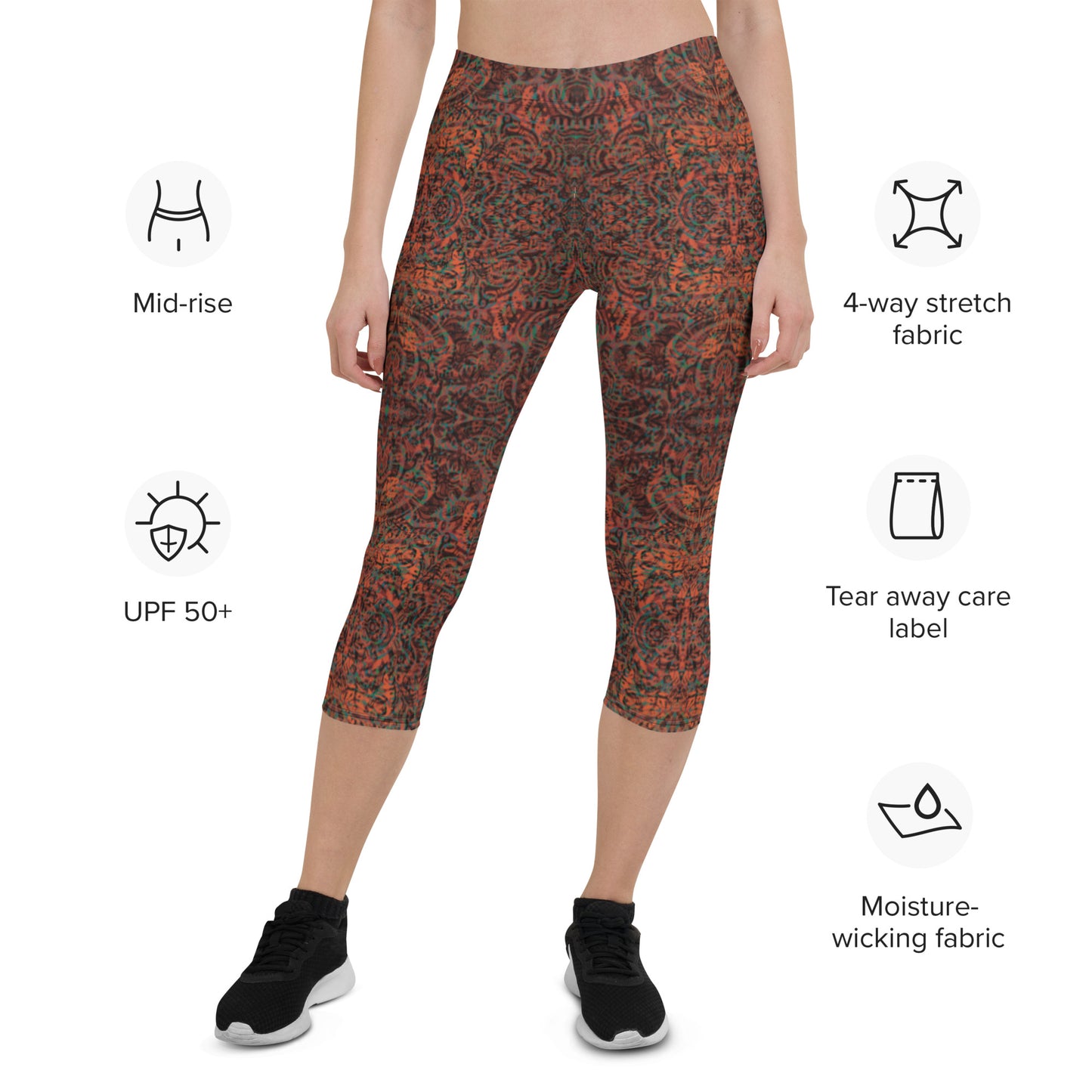 Psychedelic Kaleidoscope Leggings Burnt Orange