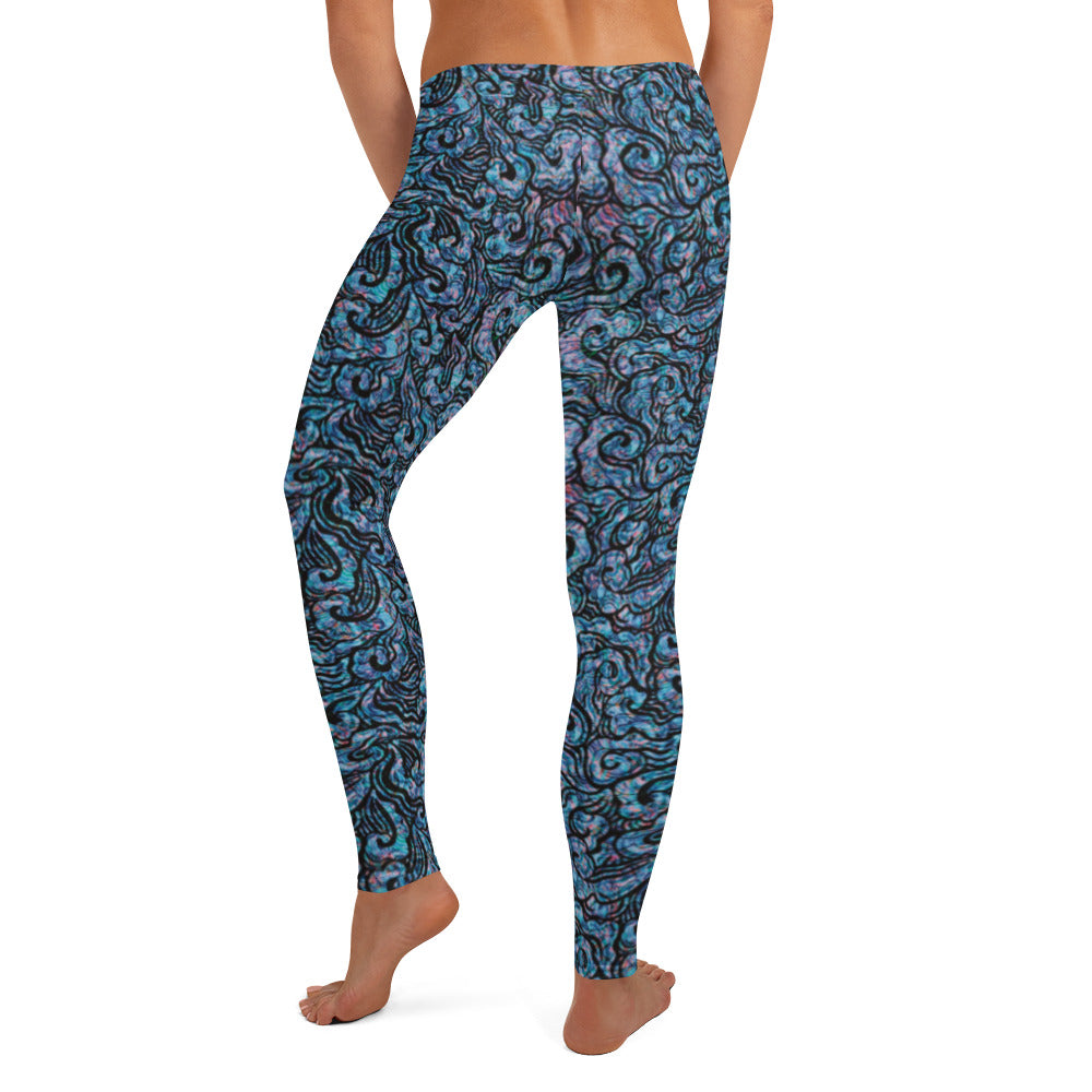 Blue Waves Statement Leggings