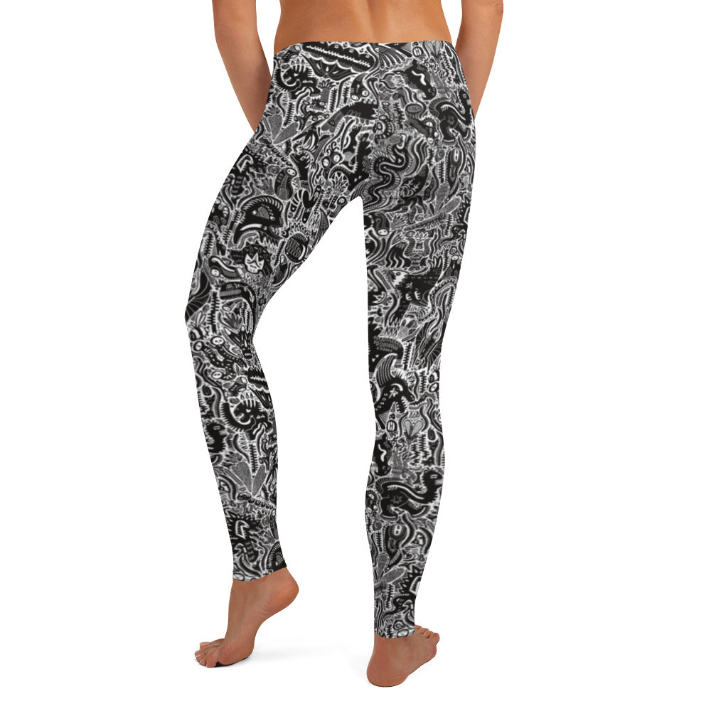 Dinosaur Statement Leggings Black & White