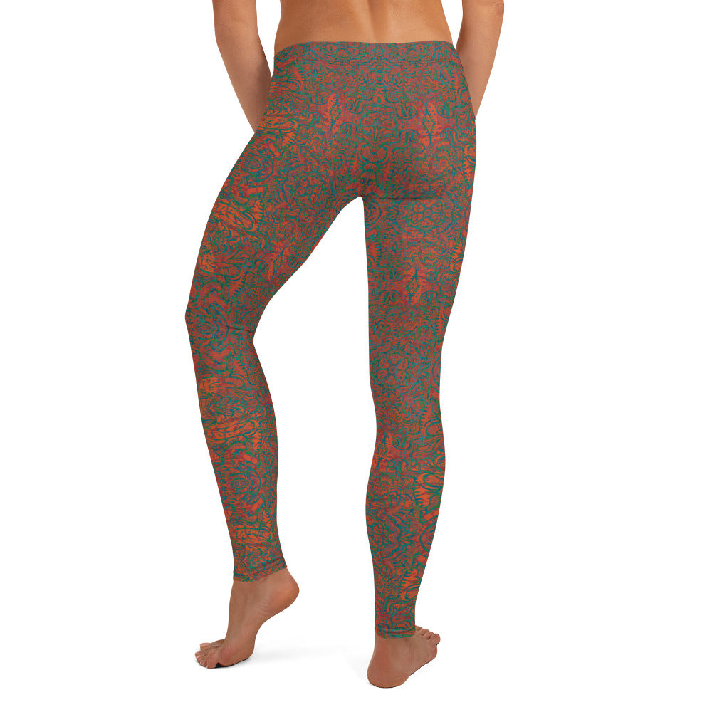 Psychedelic Kaleidoscope Leggings Rainbow Orange