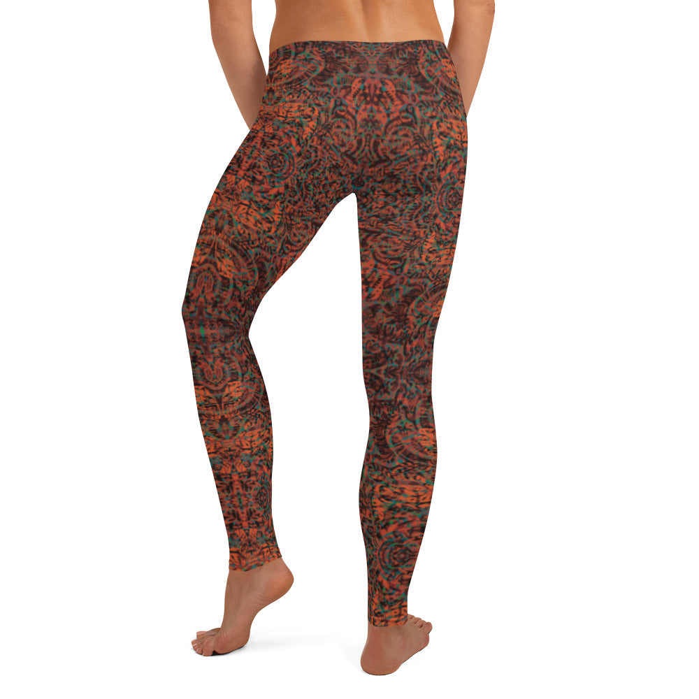 Psychedelic Kaleidoscope Leggings Burnt Orange