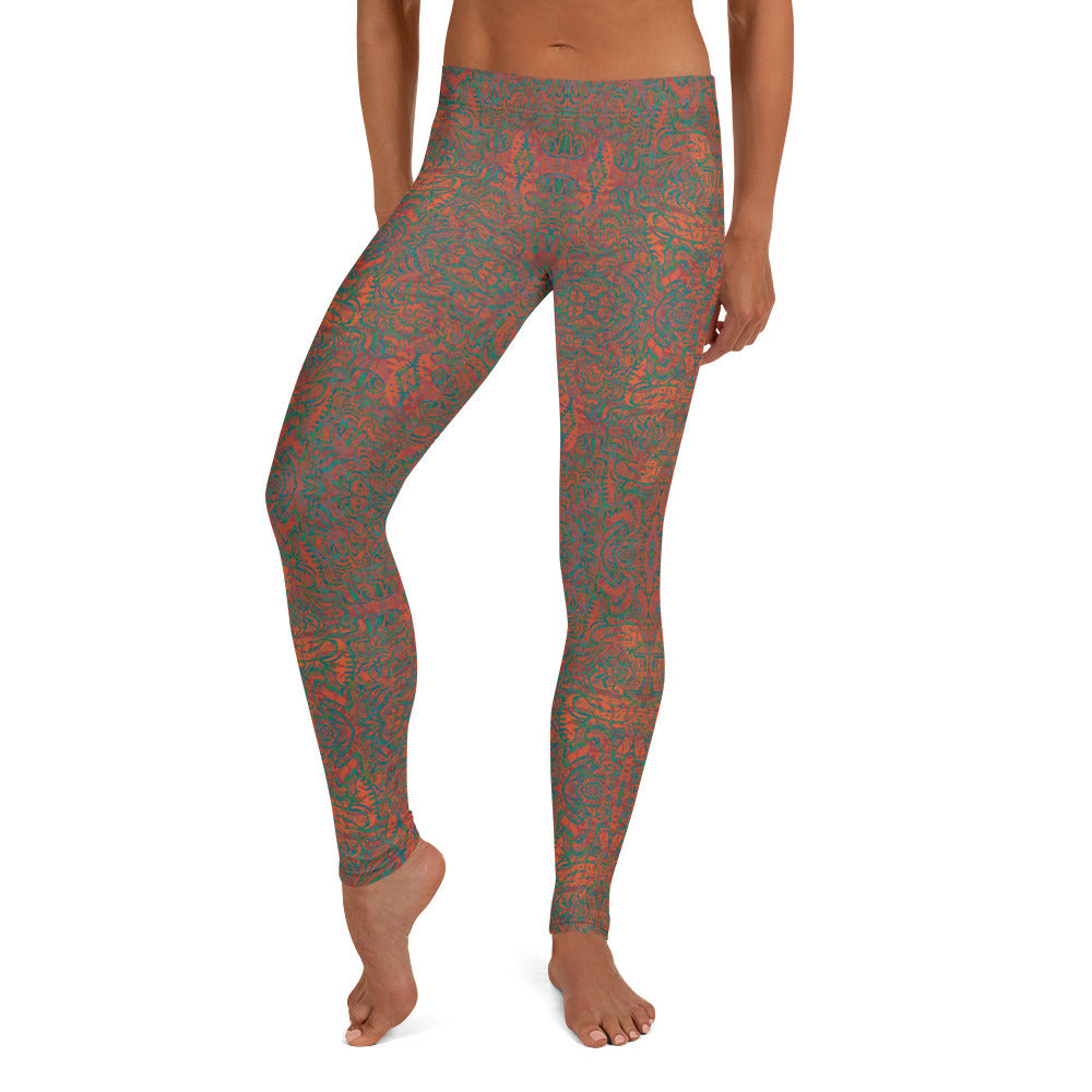 Psychedelic Kaleidoscope Leggings Rainbow Orange