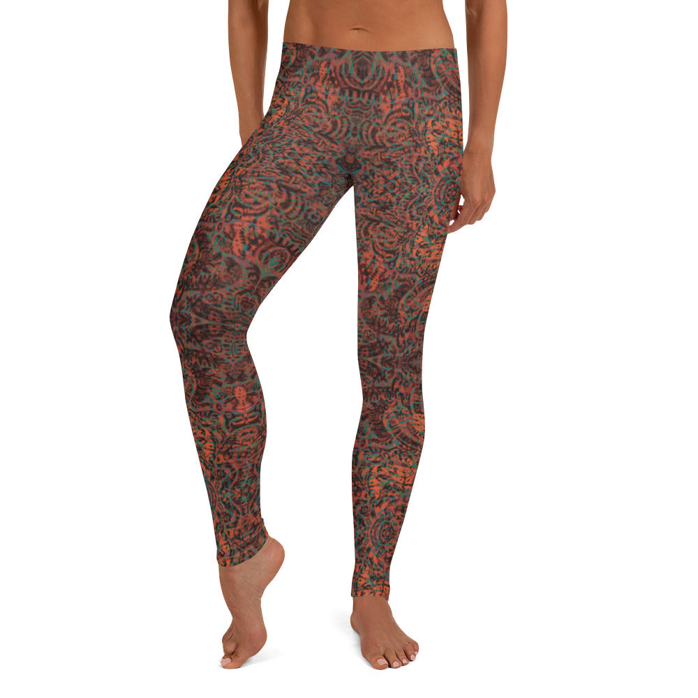 Psychedelic Kaleidoscope Leggings Burnt Orange