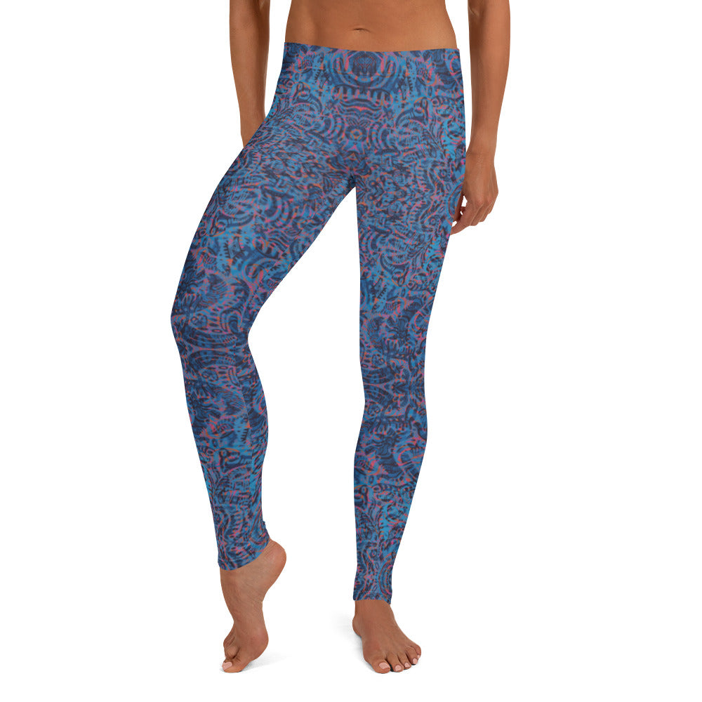 Psychedelic Kaleidoscope Leggings Blue