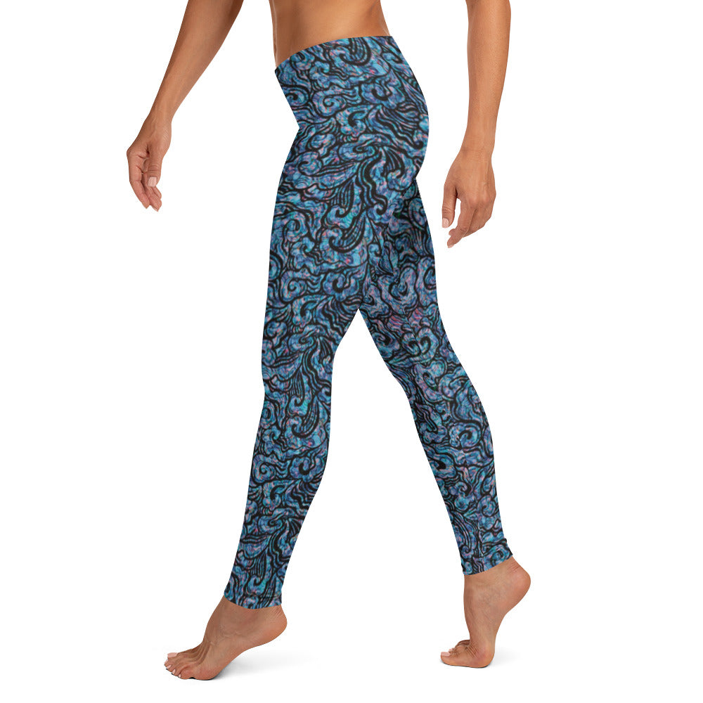 Blue Waves Statement Leggings