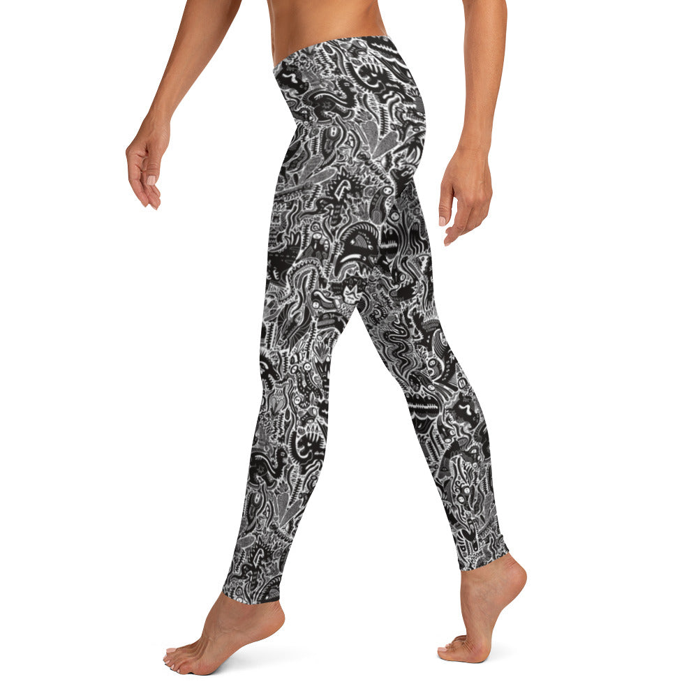 Dinosaur Statement Leggings Black & White