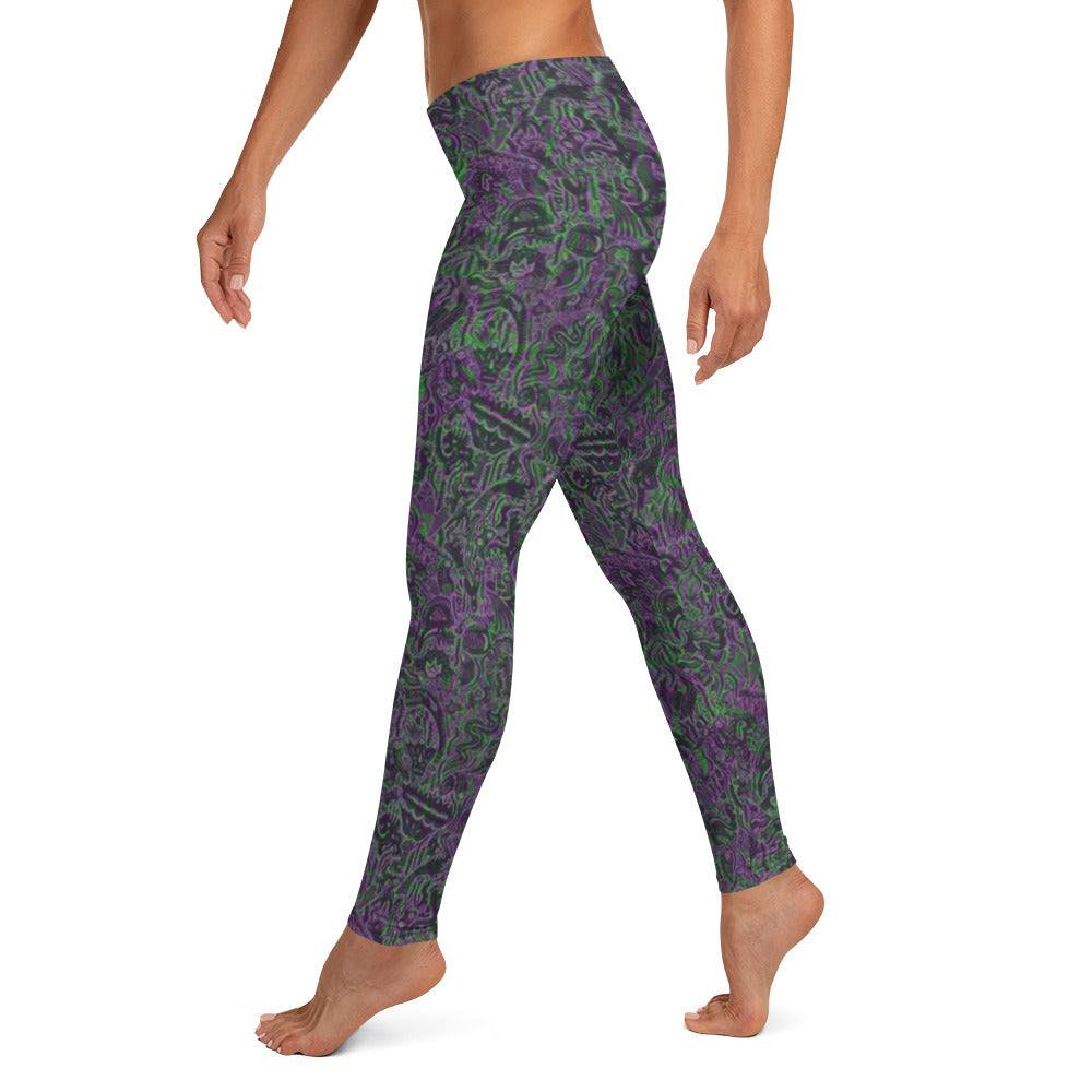 Dinosaur Statement Leggings Purple & Green