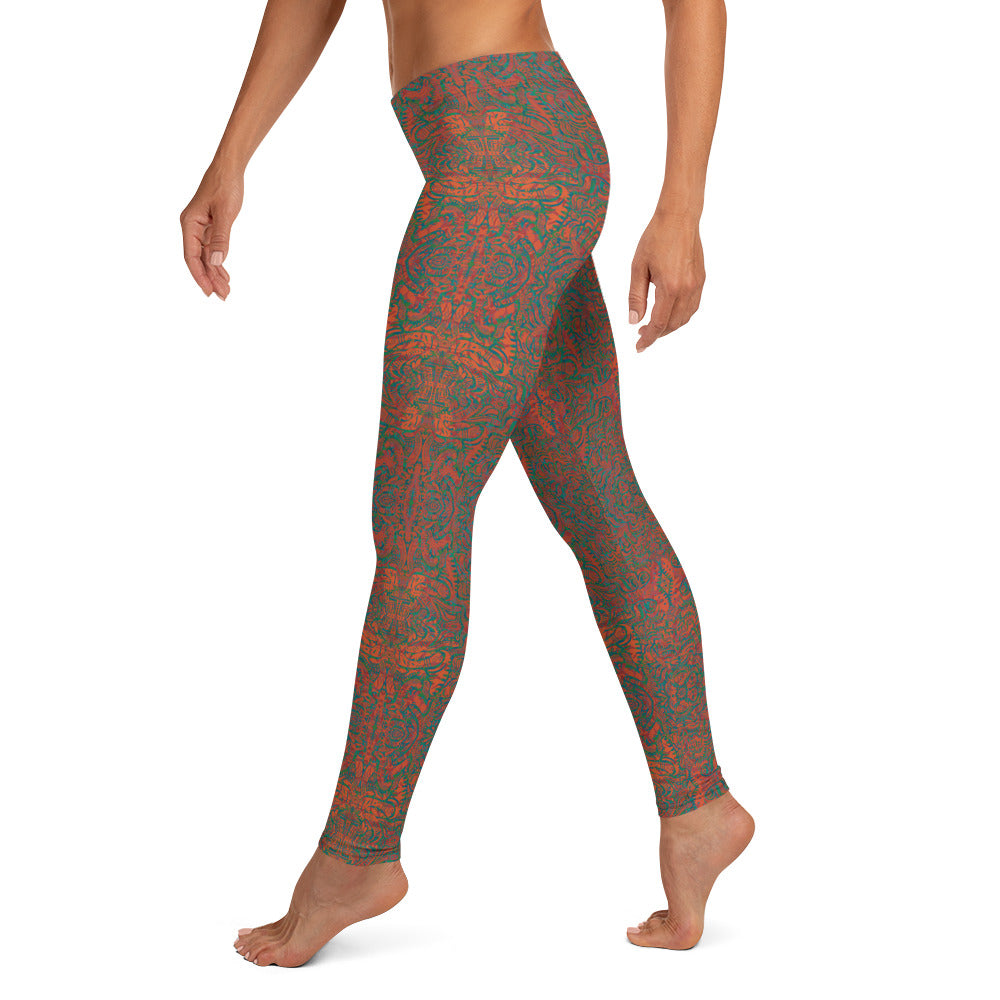 Psychedelic Kaleidoscope Leggings Rainbow Orange