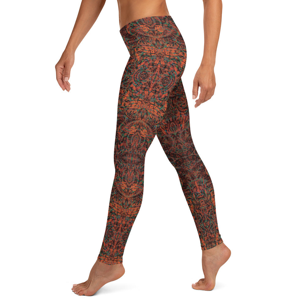 Psychedelic Kaleidoscope Leggings Burnt Orange