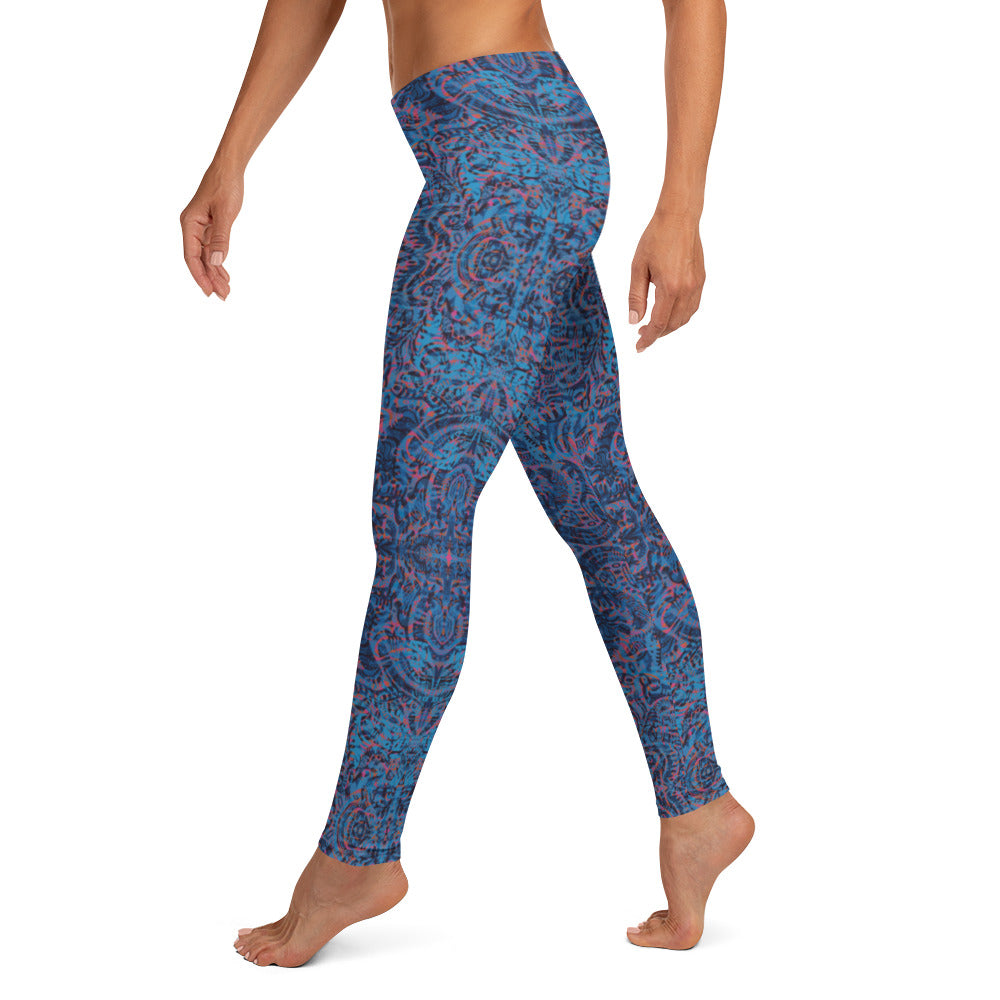 Psychedelic Kaleidoscope Leggings Blue