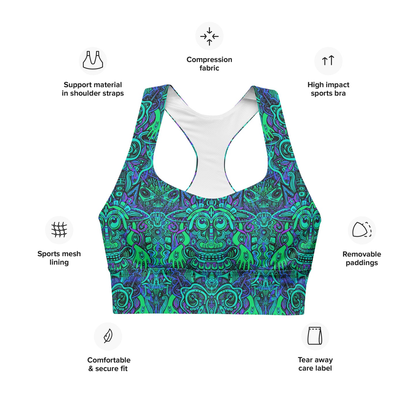 Ravealon Sports Bra Purple and Turquoise