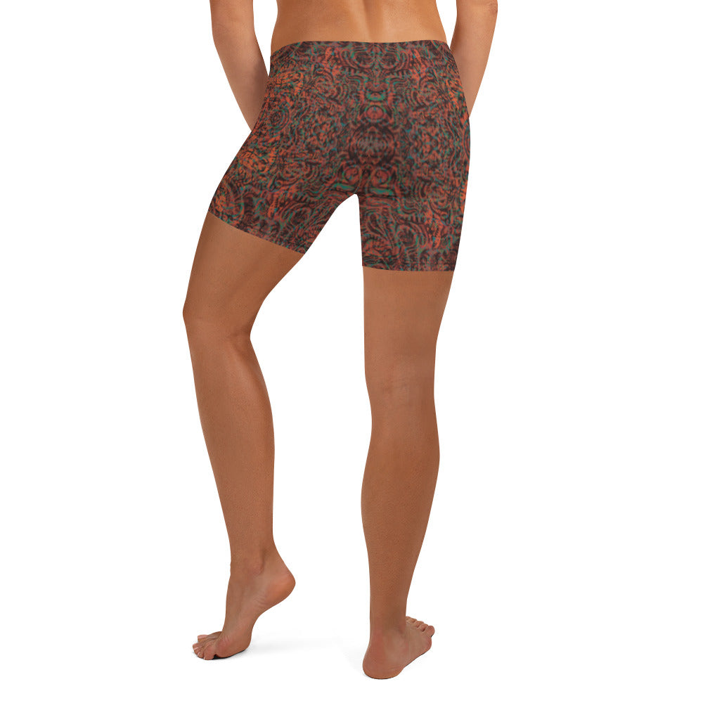 Psychedelic Kaleidoscope Shorts Burnt Orange