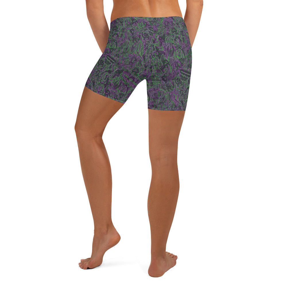 Dinosaur Statement Shorts Purple & Green