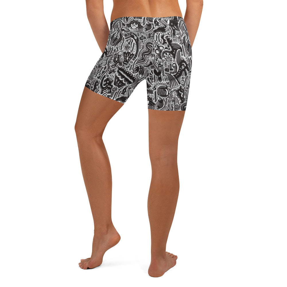 Dinosaur Statement Shorts Black & White