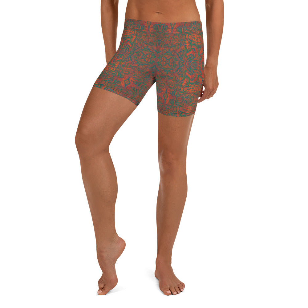 Psychedelic Kaleidoscope Shorts Rainbow Orange