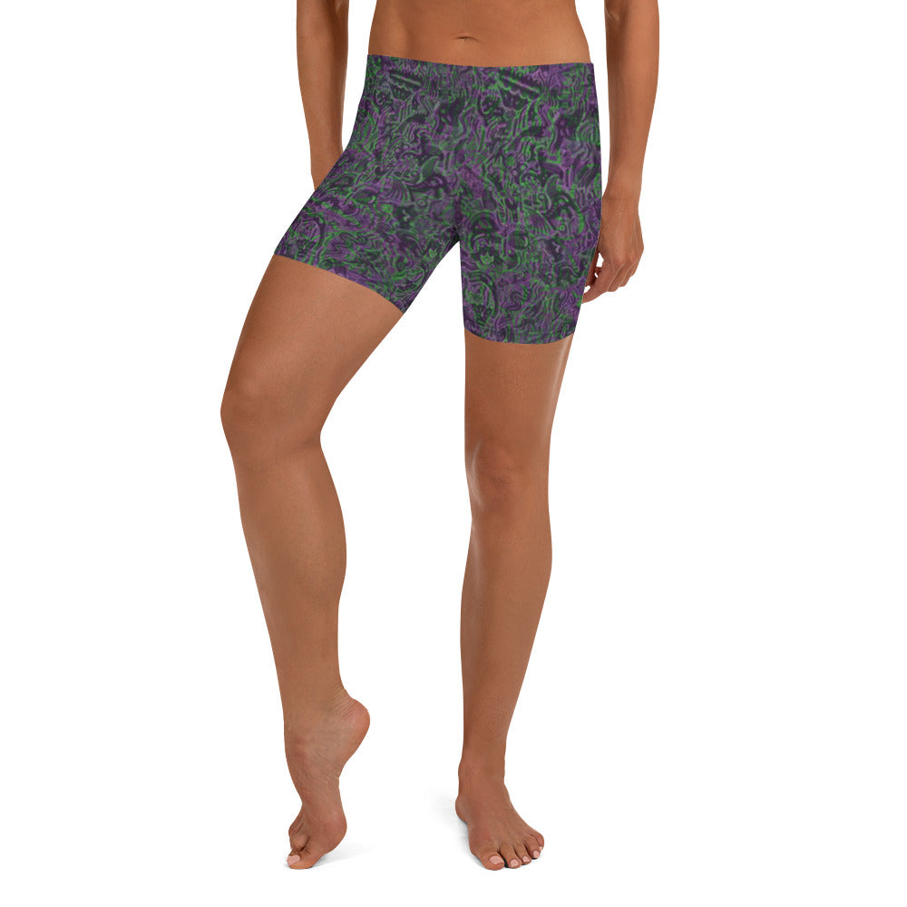 Dinosaur Statement Shorts Purple & Green