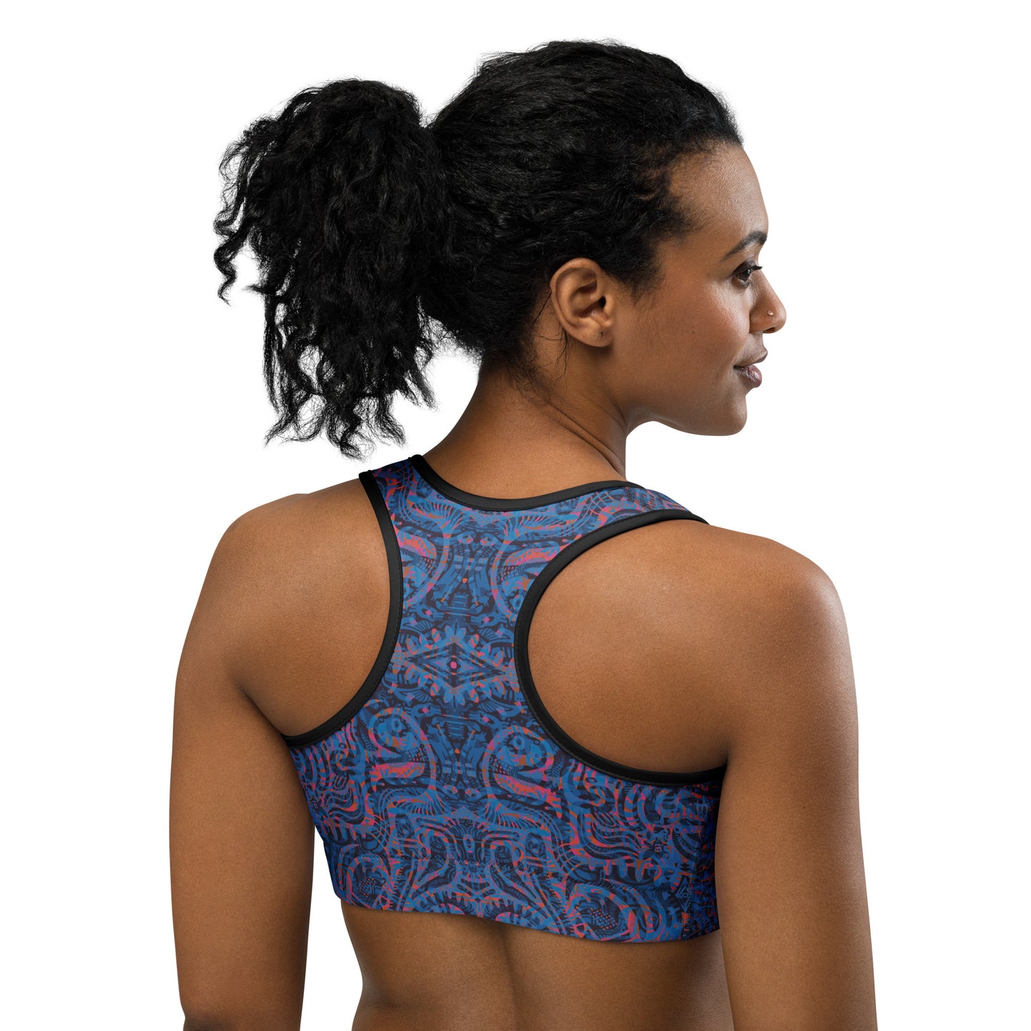 Psychedelic Kaleidoscope Sports Bra Blue