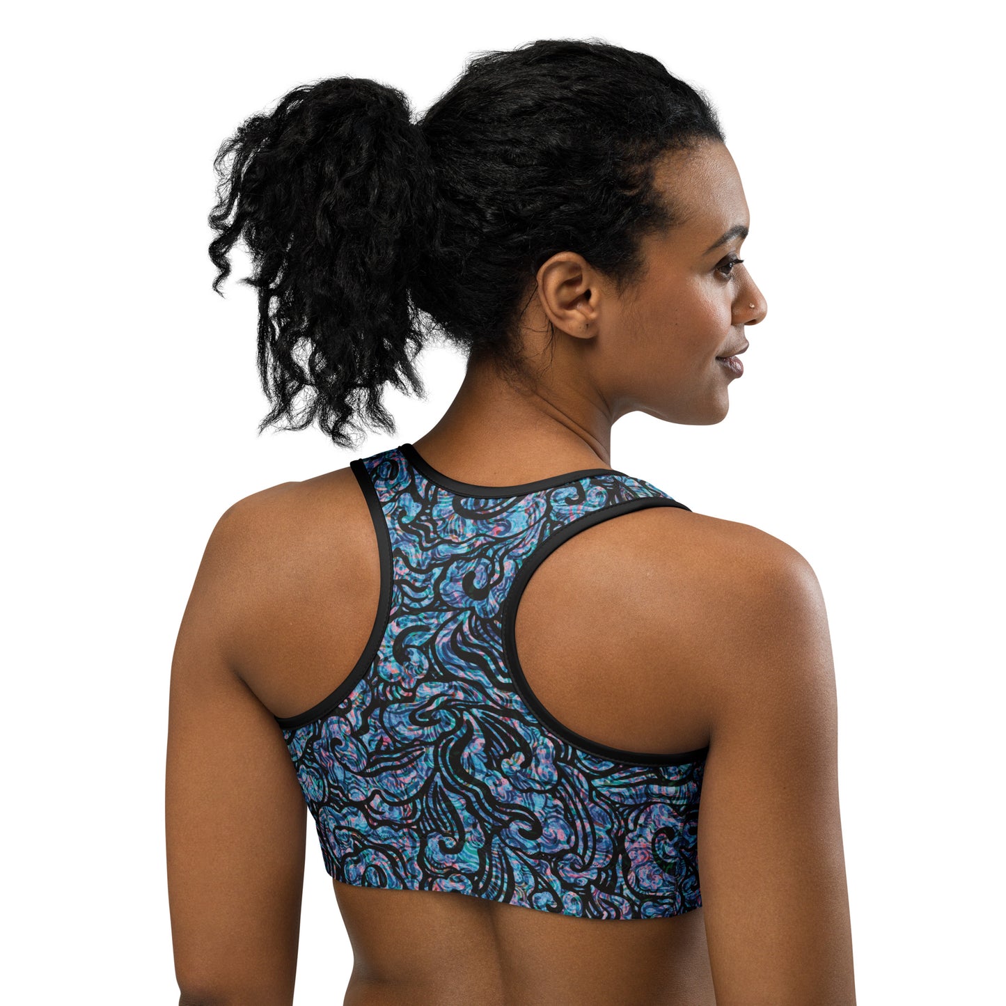 Blue Waves Statement Sports Bra