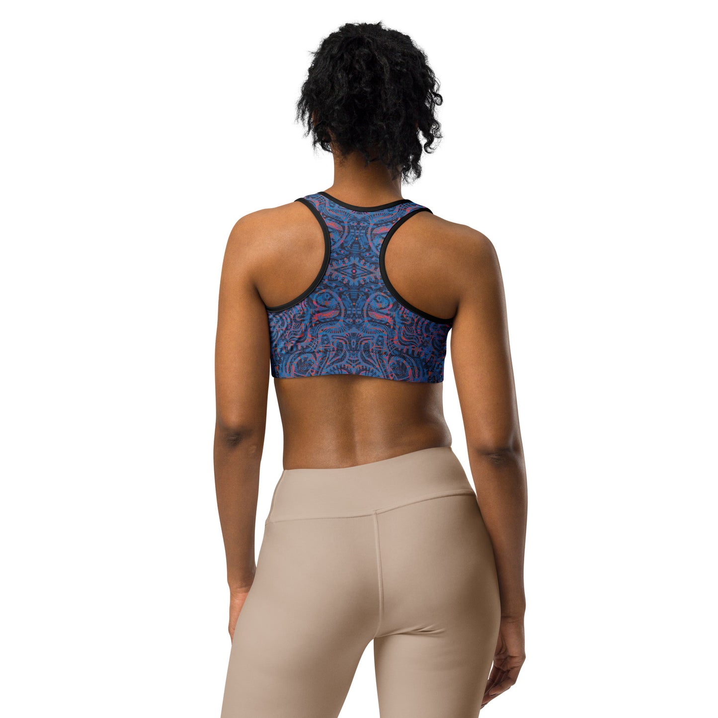 Psychedelic Kaleidoscope Sports Bra Blue