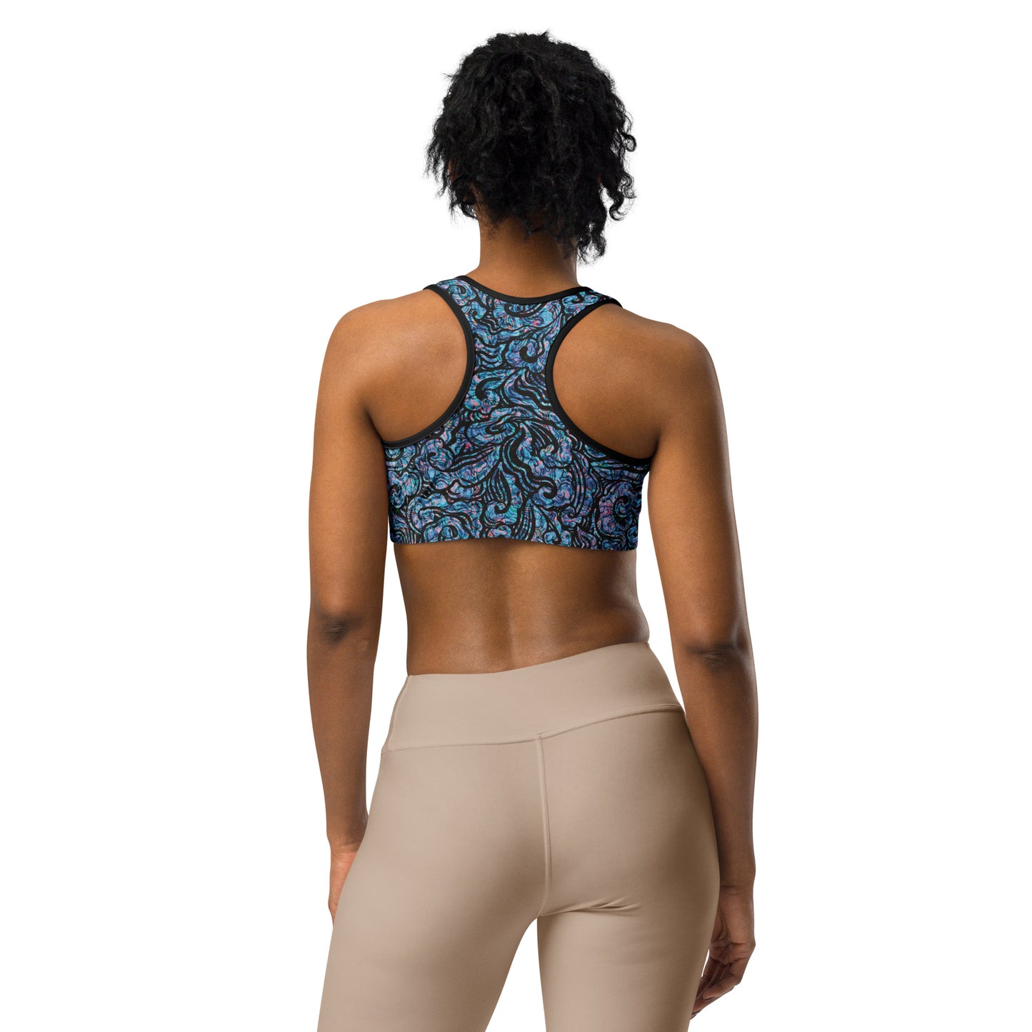 Blue Waves Statement Sports Bra