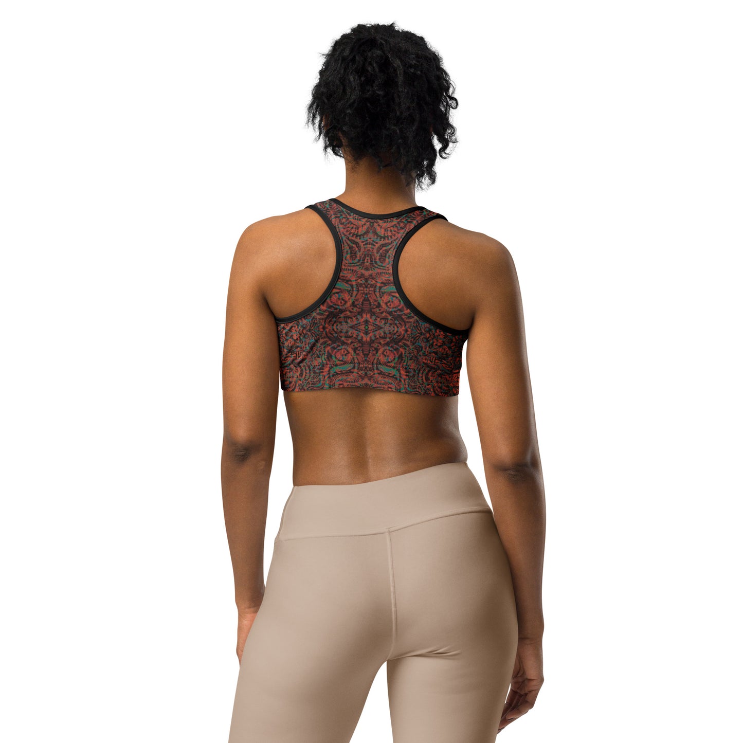 Psychedelic Kaleidoscope Sports Bra Burnt Orange