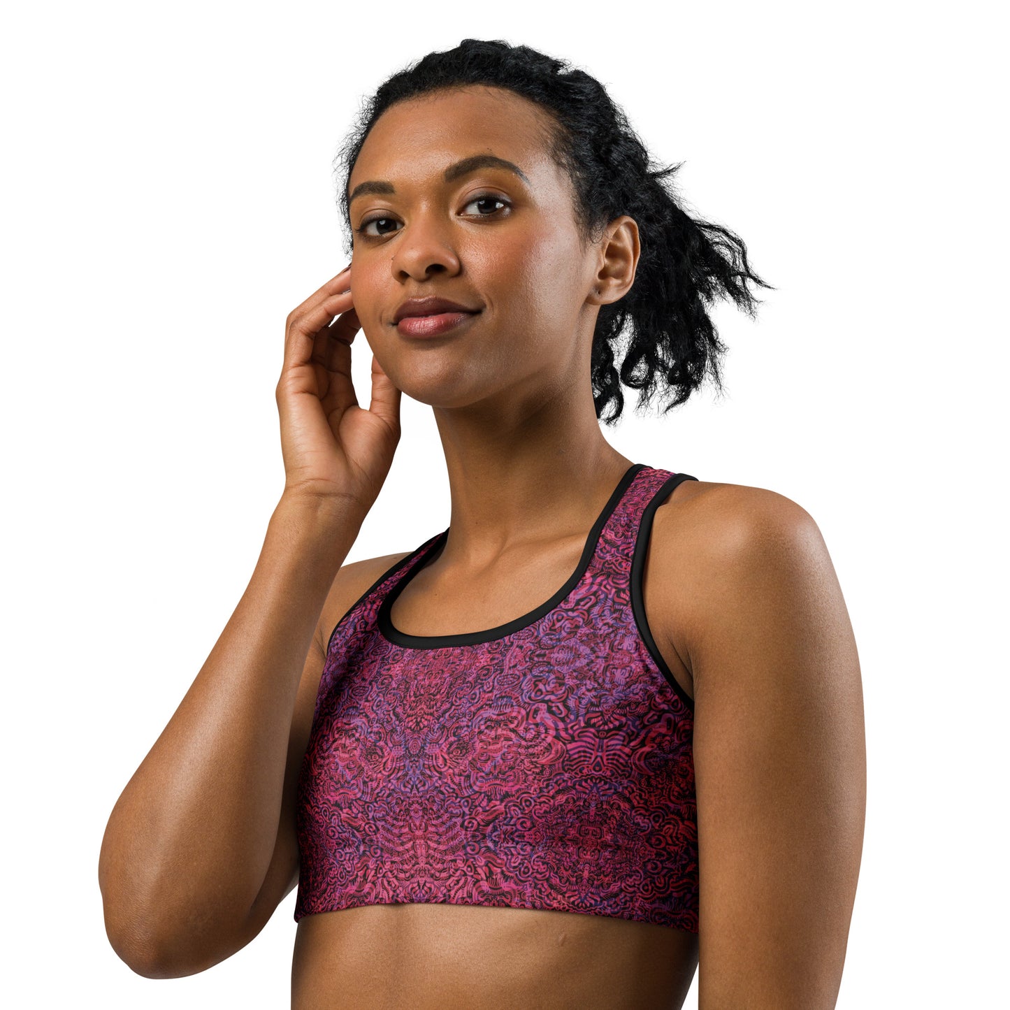 Magenta Bones Statement Sports Bra