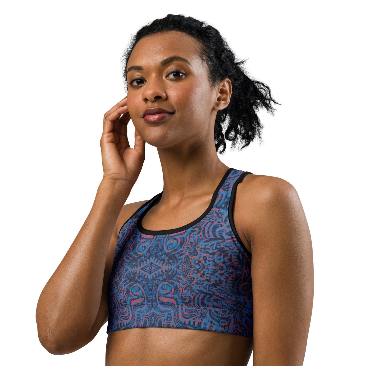 Psychedelic Kaleidoscope Sports Bra Blue