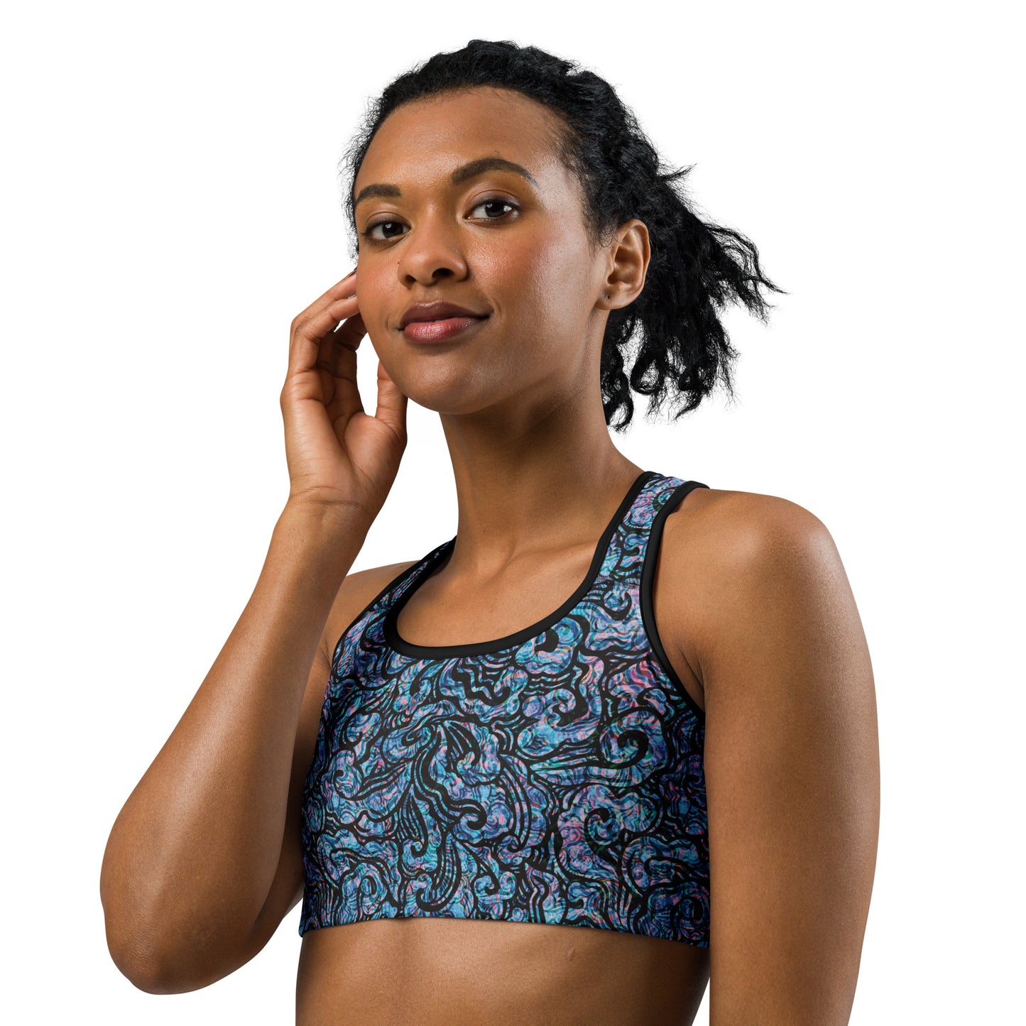 Blue Waves Statement Sports Bra