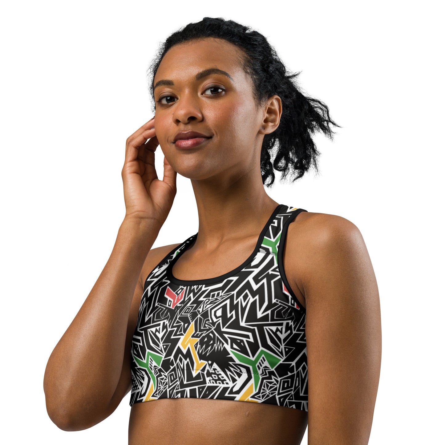 Smile At Life Sports Bra Red Gold Green