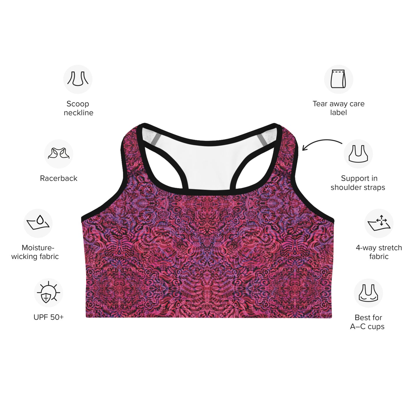 Magenta Bones Statement Sports Bra