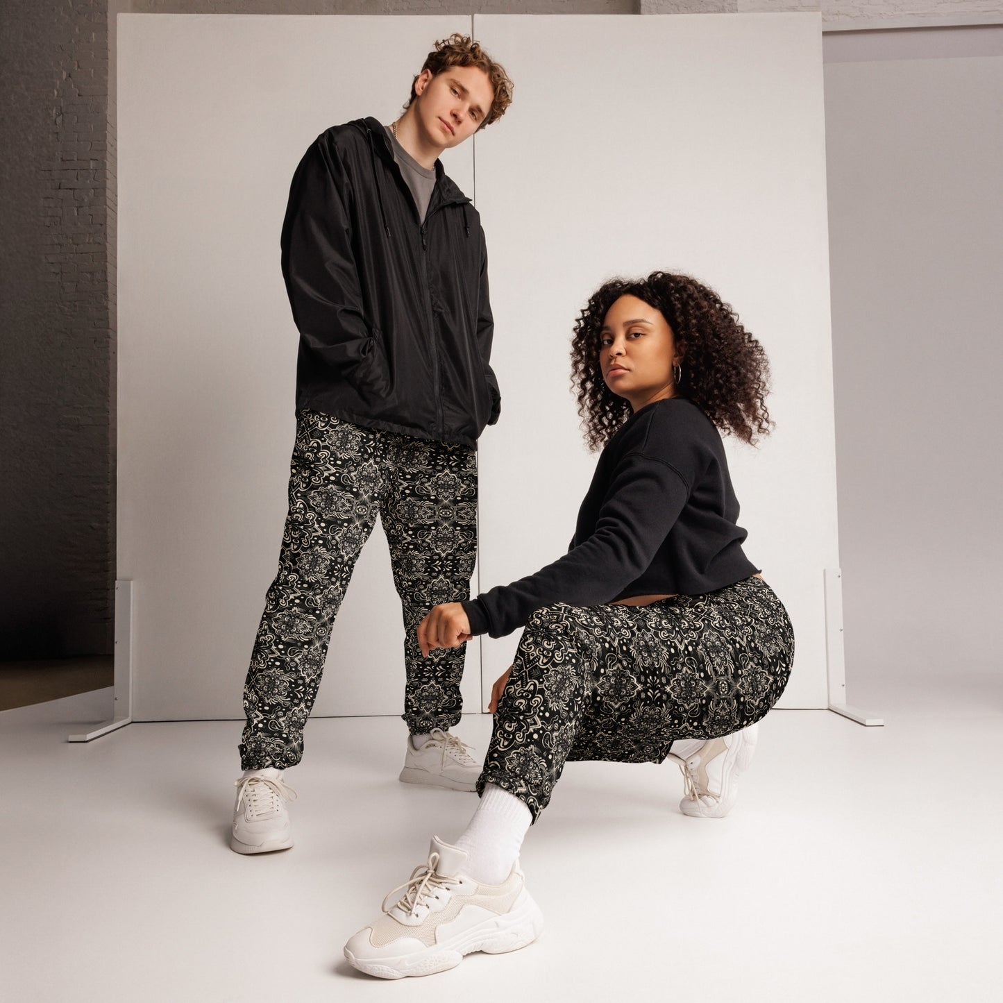 Catnip Unisex Joggers Black and White