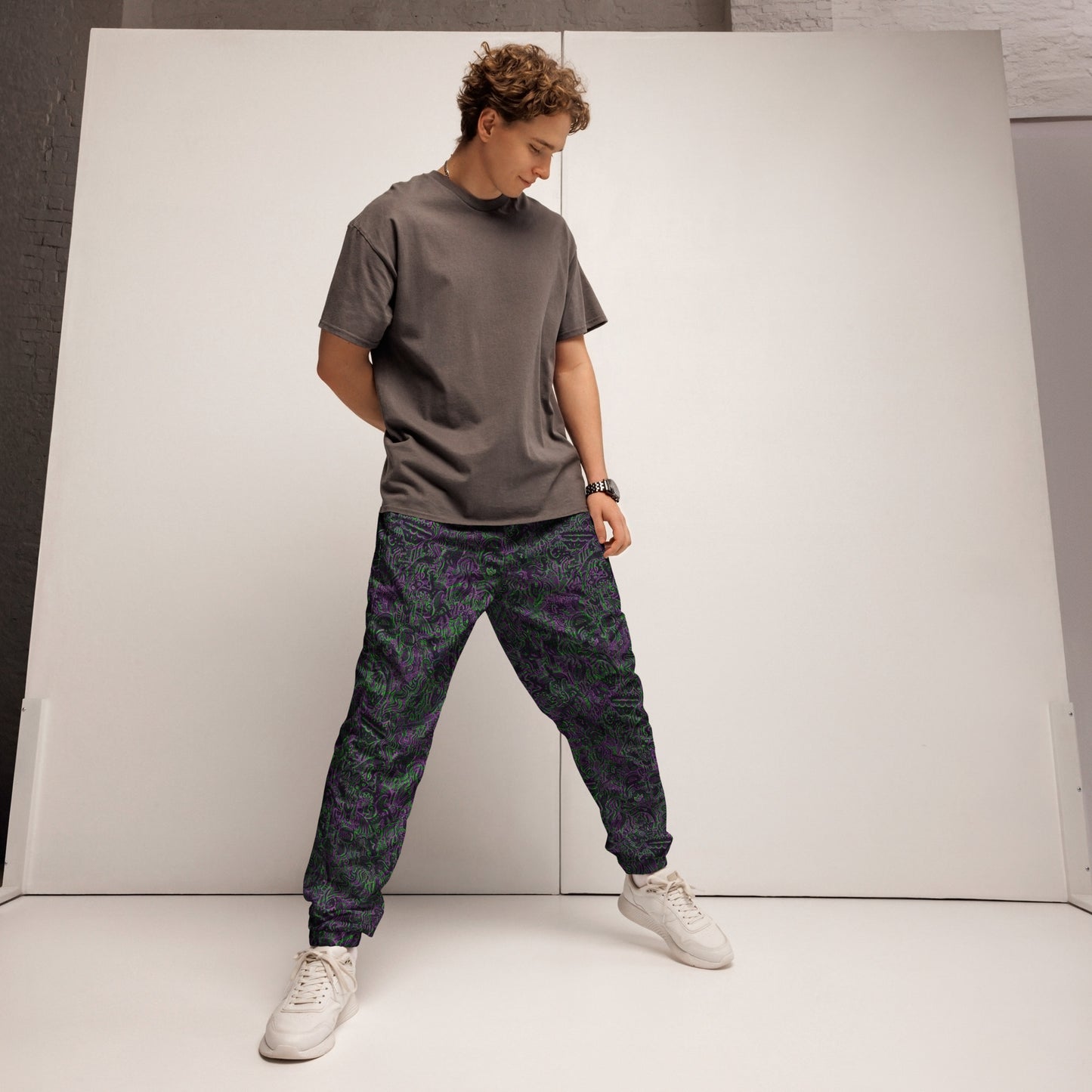 Dinosaur Statement Unisex Joggers Purple & Green