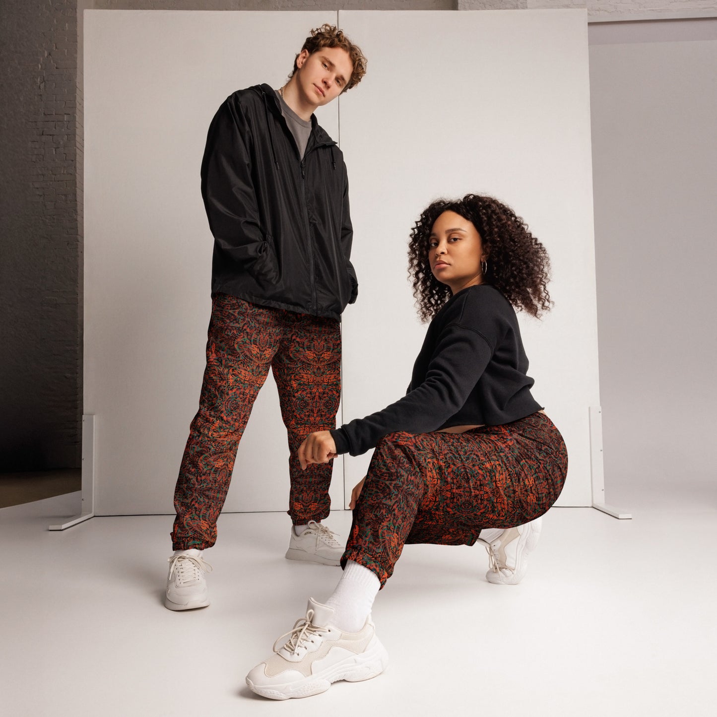 Psychedelic Kaleidoscope Unisex Joggers Burnt Orange