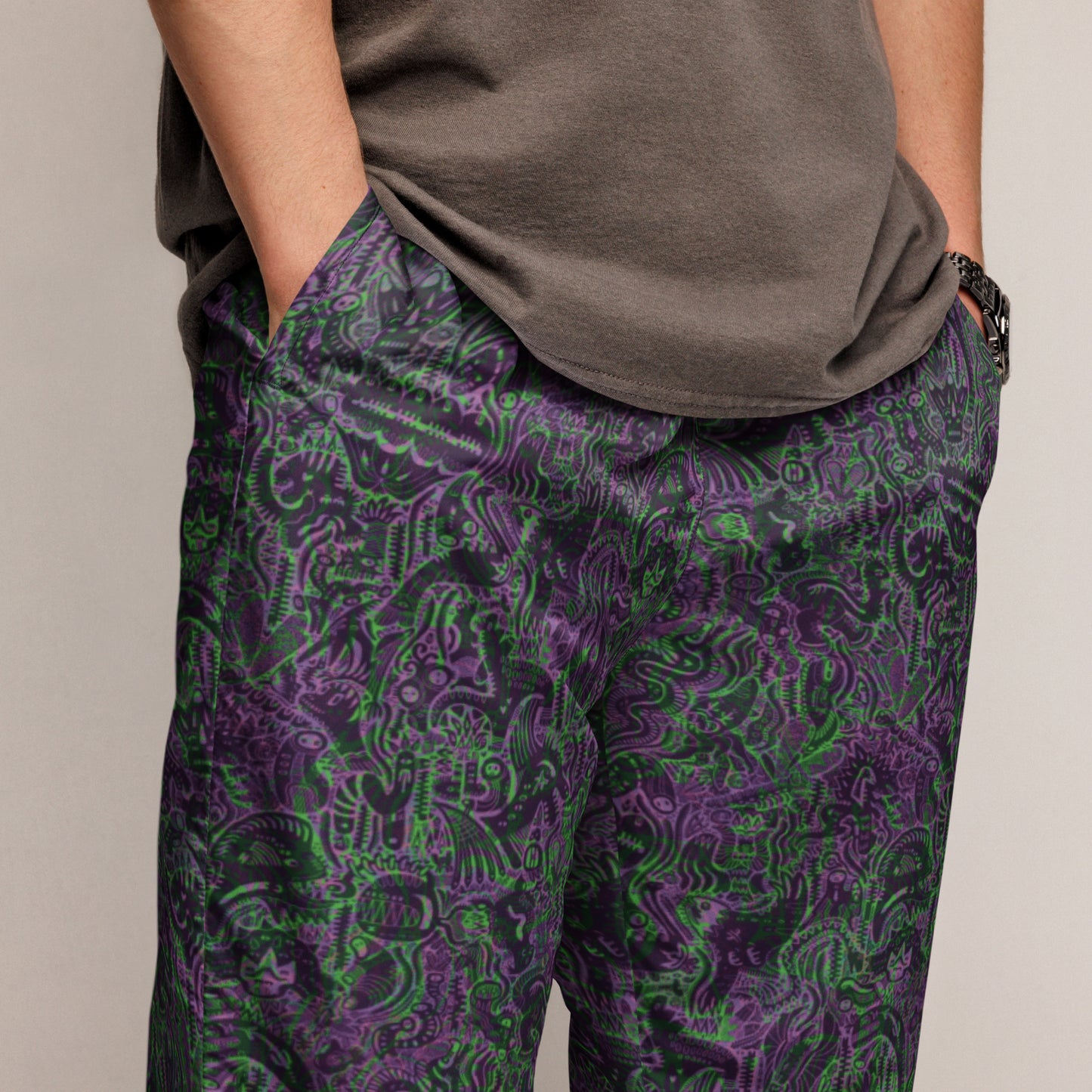 Dinosaur Statement Unisex Joggers Purple & Green