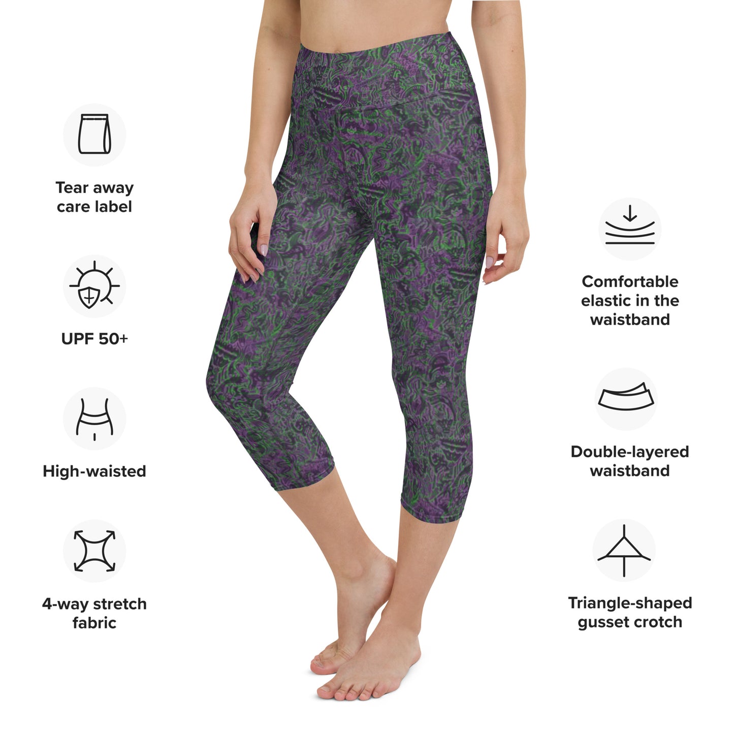 Dinosaur Statement Leggings Purple & Green