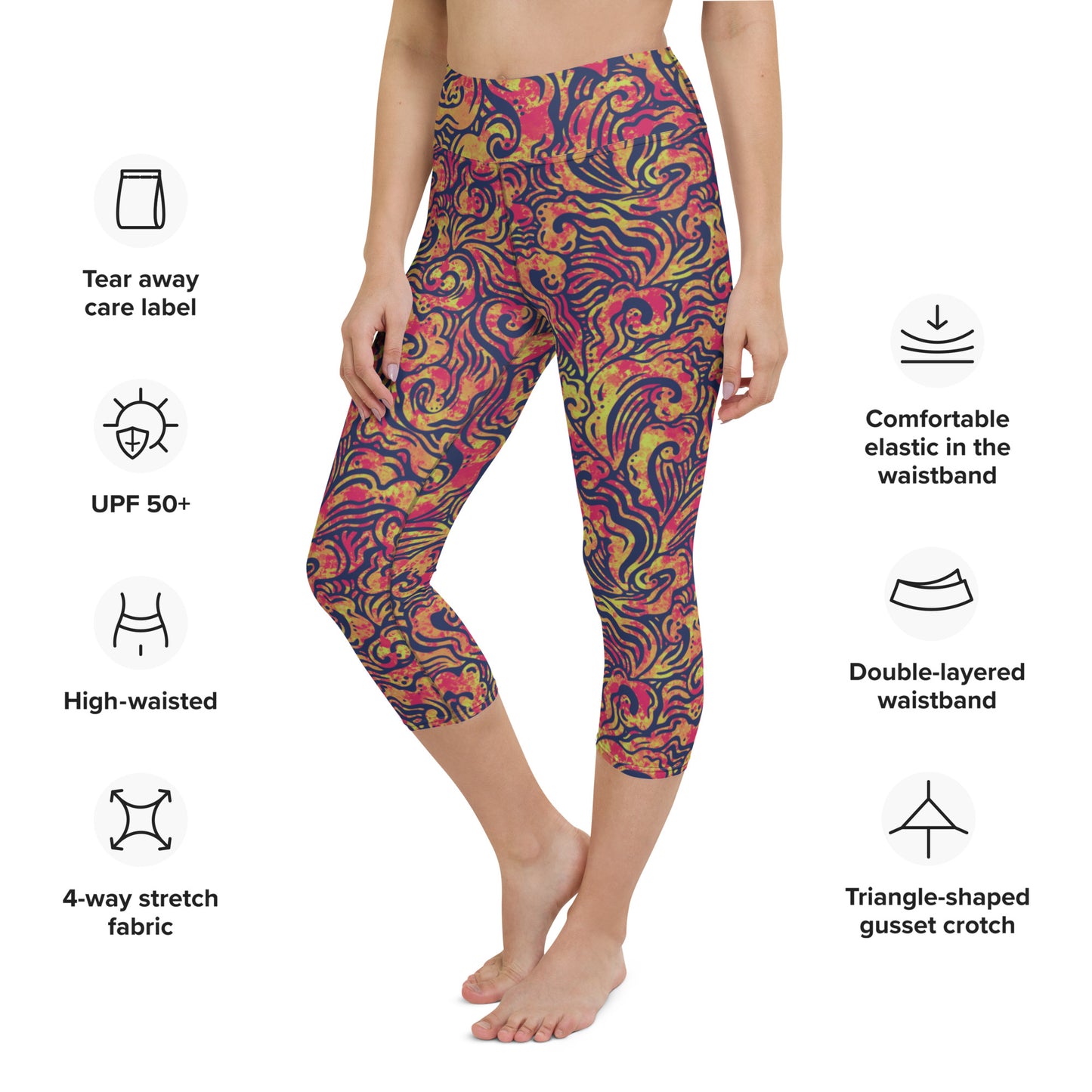 Orange Waves Statement Leggings