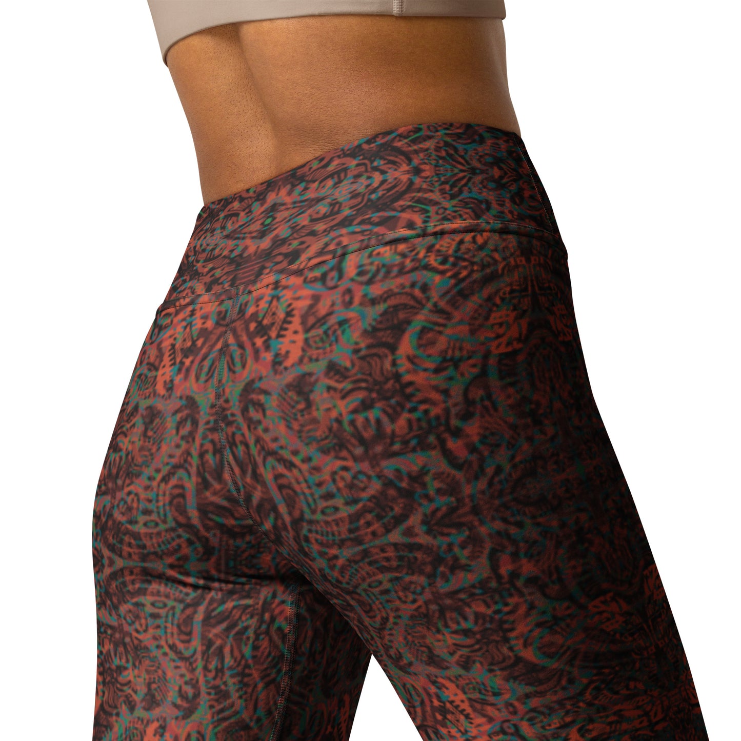 Psychedelic Kaleidoscope Leggings Burnt Orange