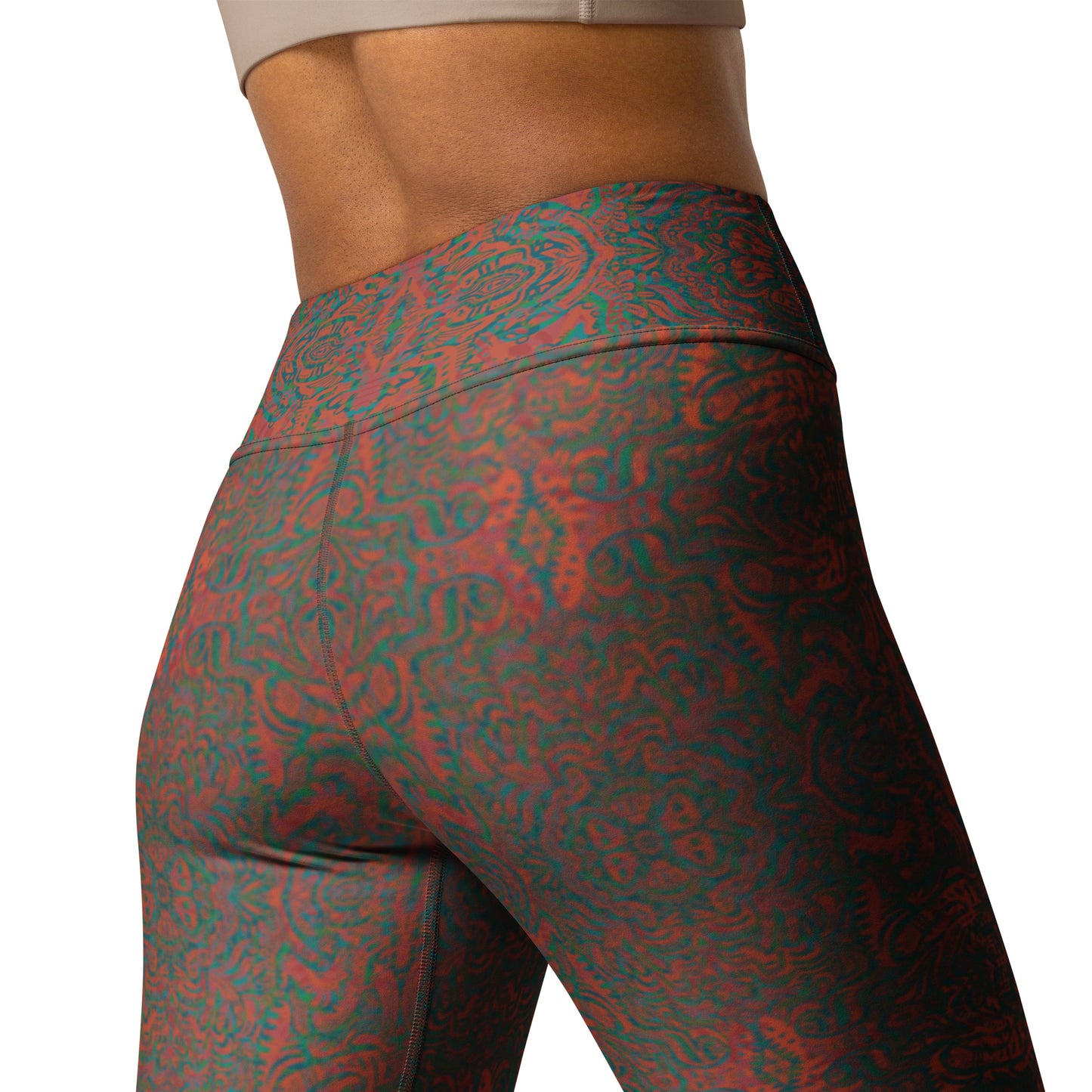 Psychedelic Kaleidoscope Leggings Rainbow Orange