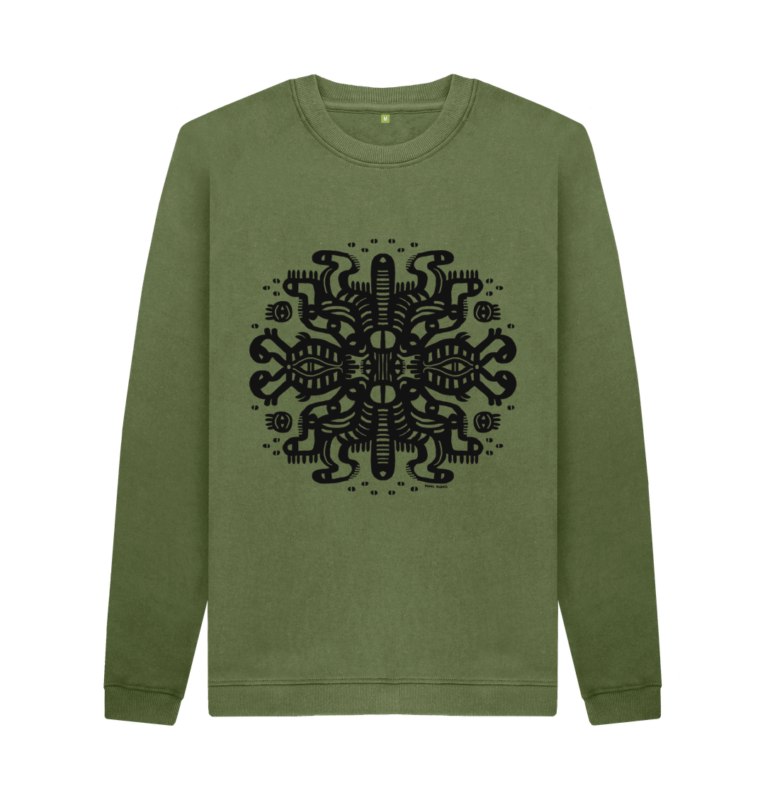 Khaki Printed Sweater Front