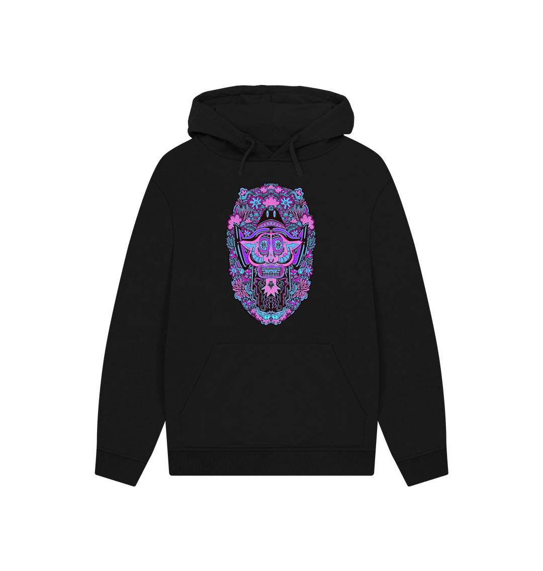 Black Mushroom Man Unisex Organic Cotton Hoodie Neon Pop