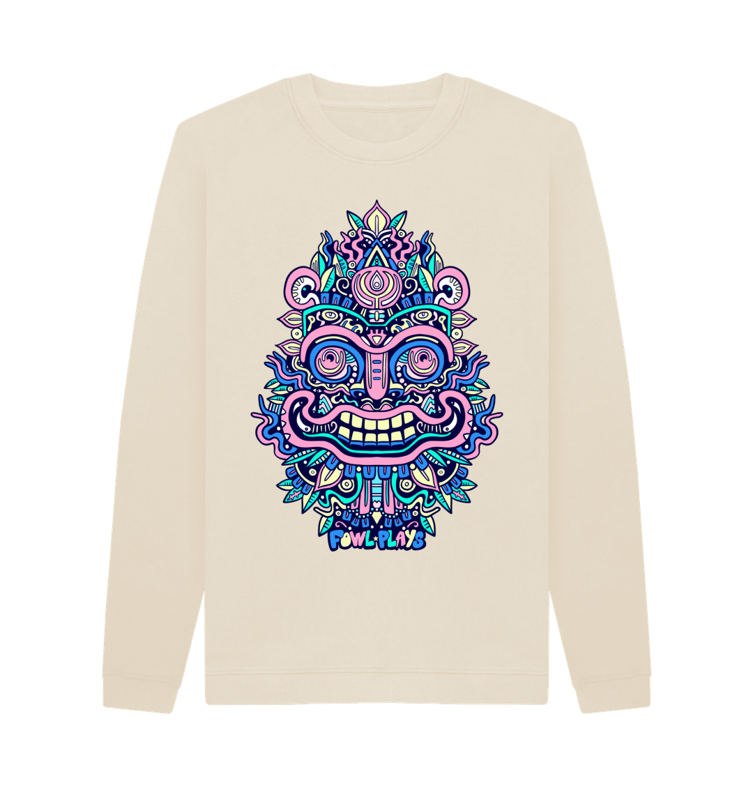 Oat Smiling Mask Organic Cotton Unisex Sweater Pastel