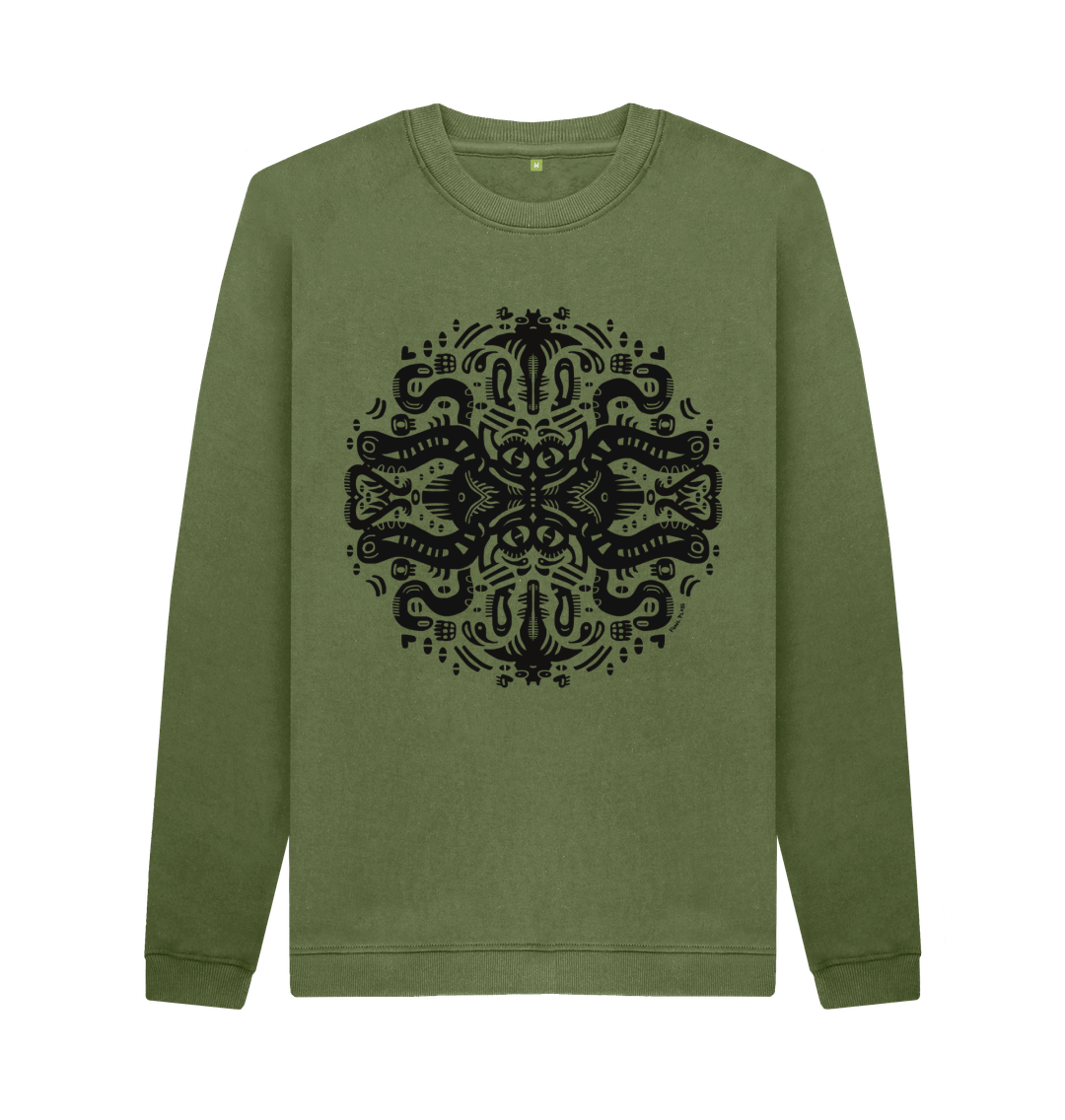 Khaki Printed Sweater Front
