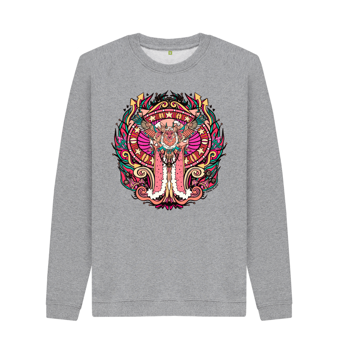 Light Heather Flying Lion Organic Cotton Unisex Sweater Pink