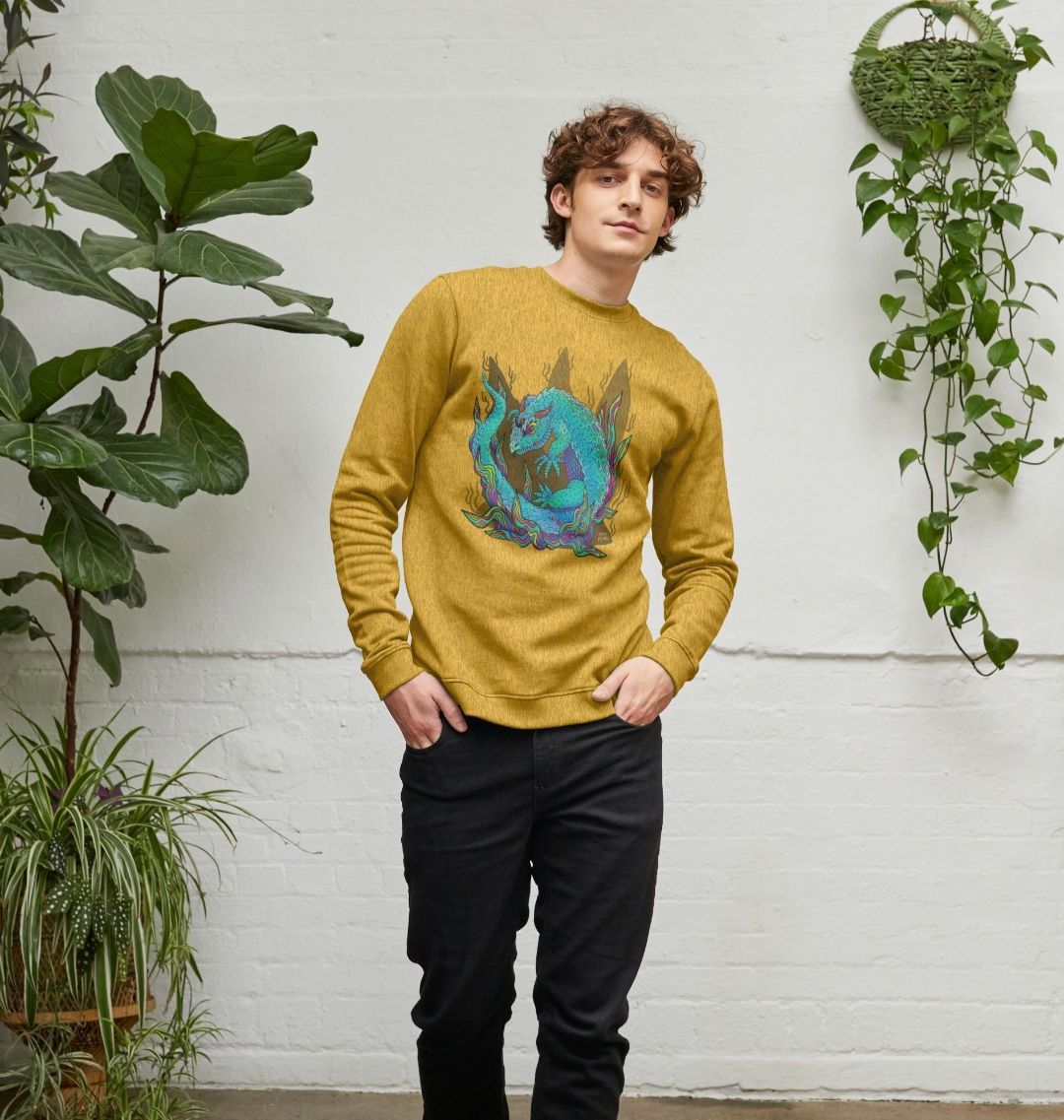 Armadillo Lizard Organic Cotton Unisex Sweater Remill Turquiose