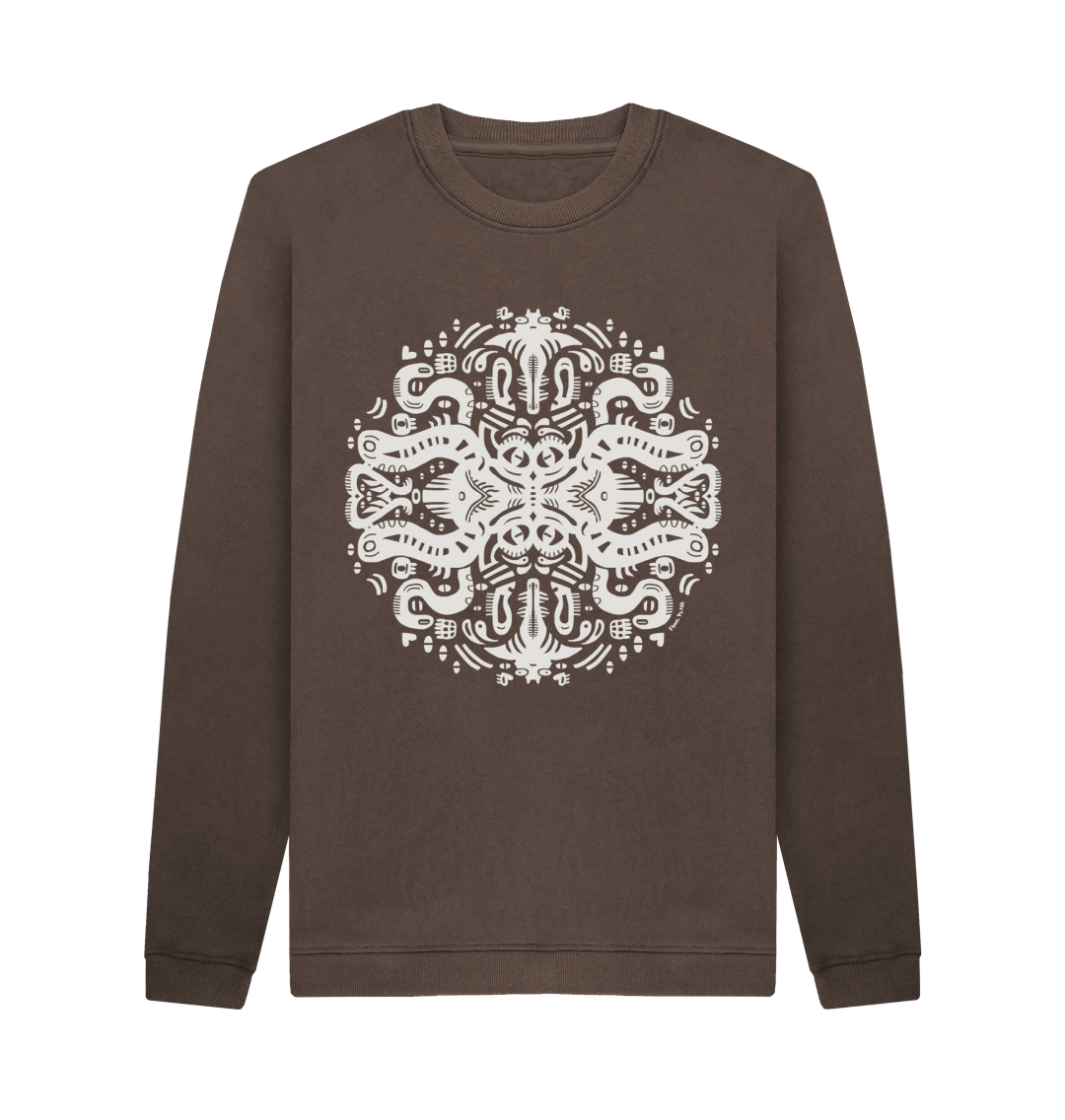 Chocolate Squid Games Organic Cotton Unisex Sweater White Print