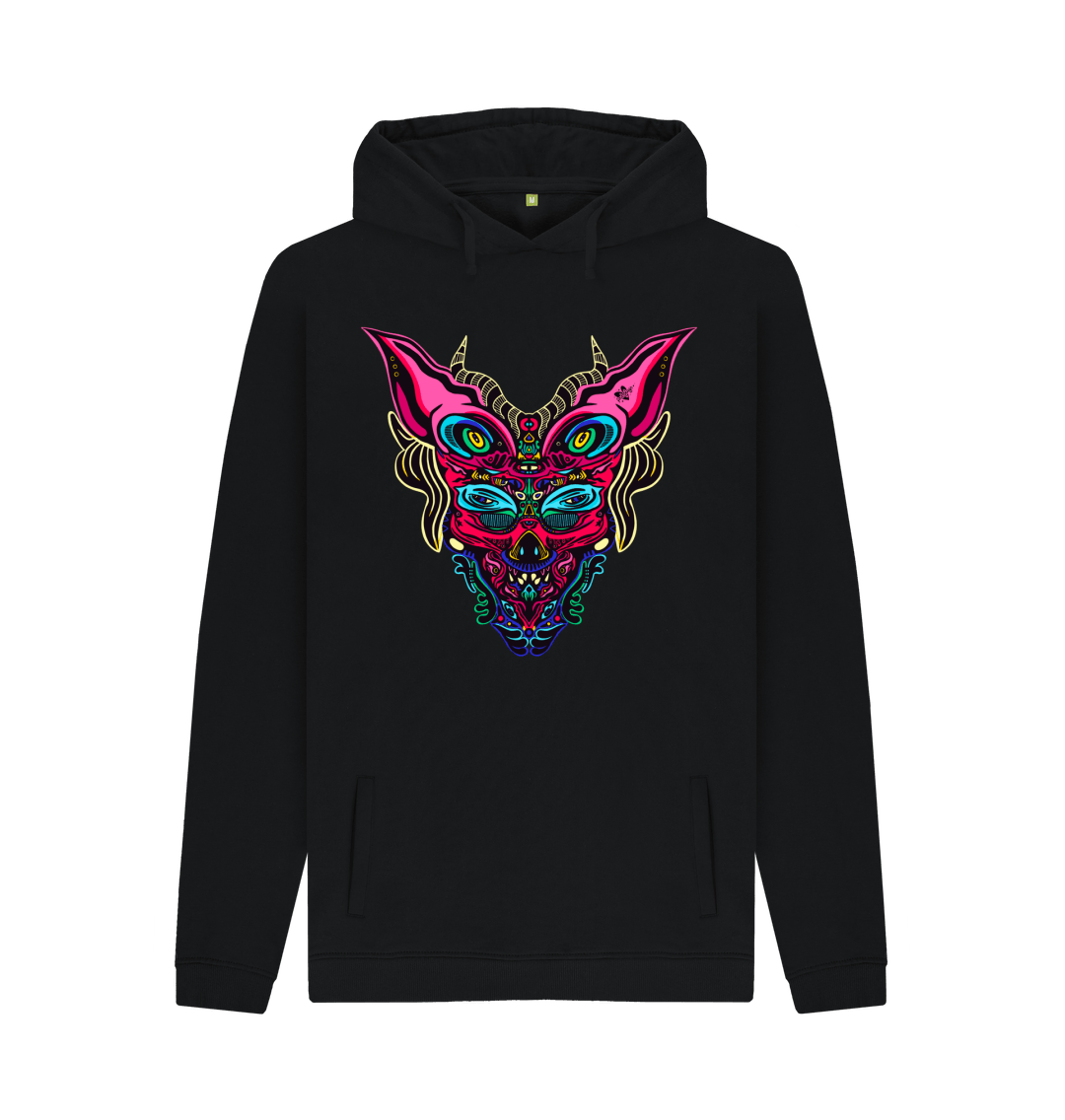 Black Cyberpunk Dog Boy Organic Cotton Unisex Hoodie Magenta